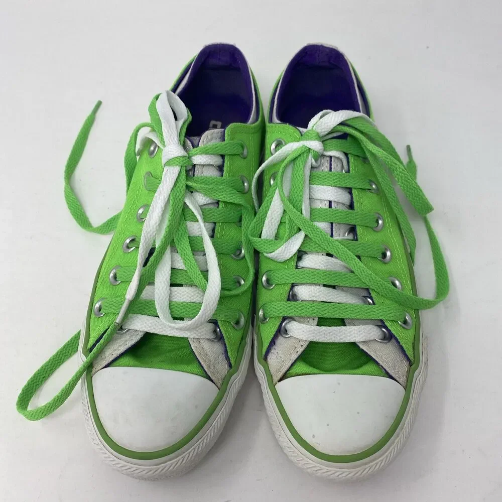 Converse Unisex All Star Neon Green Purple Shoes Sneakers Size Men's 6 Women's 8